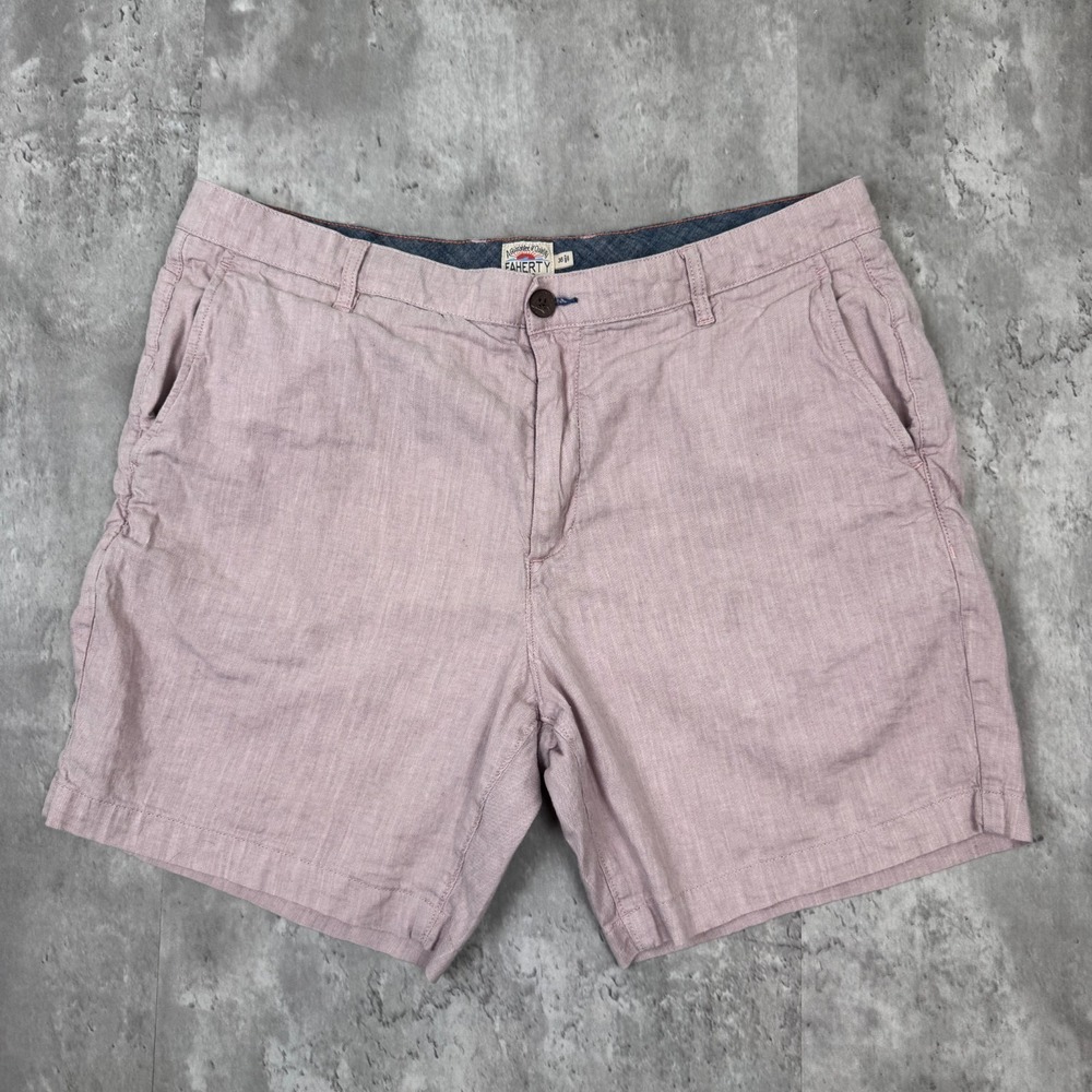Faherty Tradewinds Shorts Mens‎ 36 Pink Linen Blend Summer Preppy Lightweight